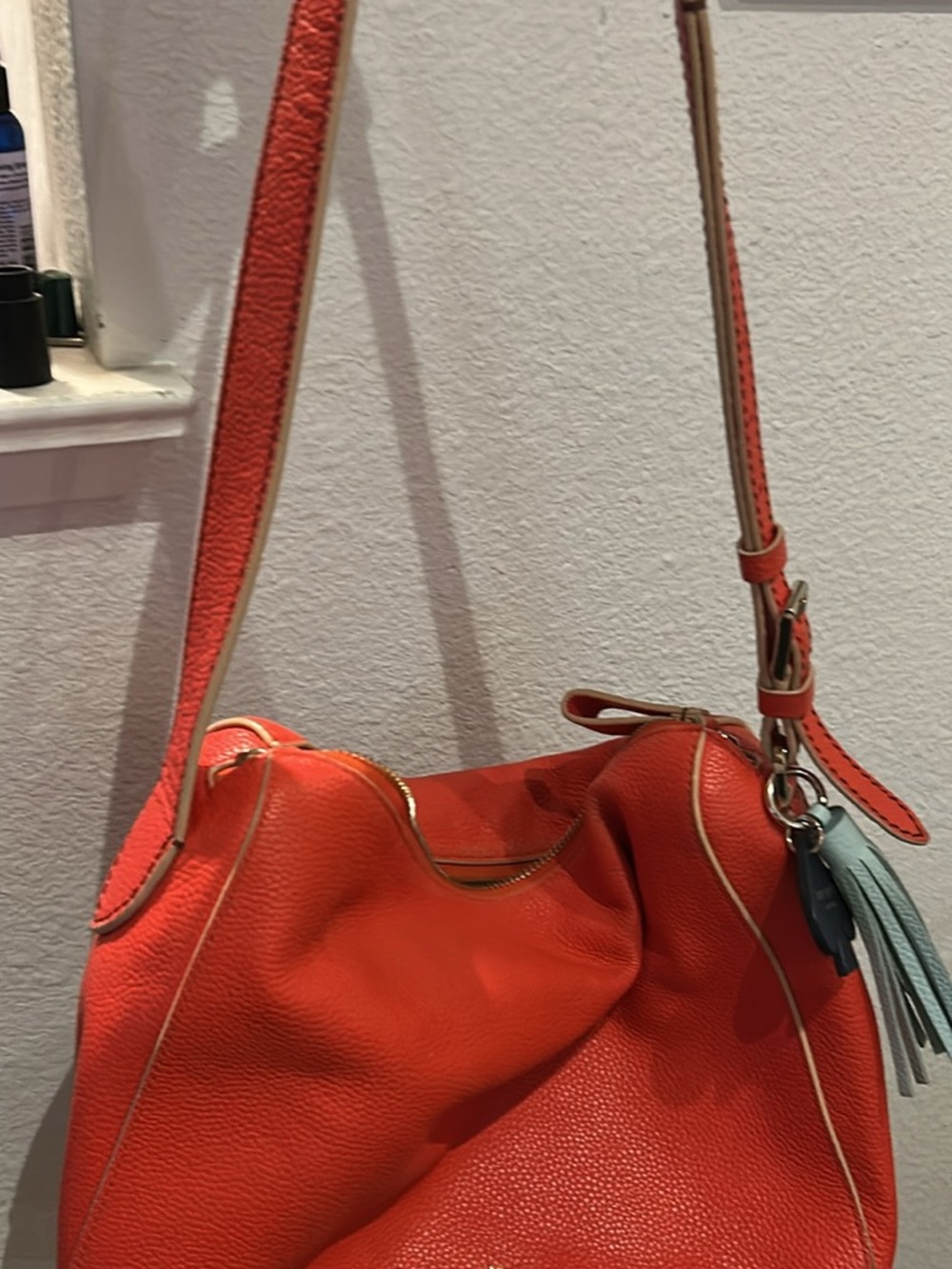 kate spade Coral Leather Shoulder Hobo with Tassel Accent
